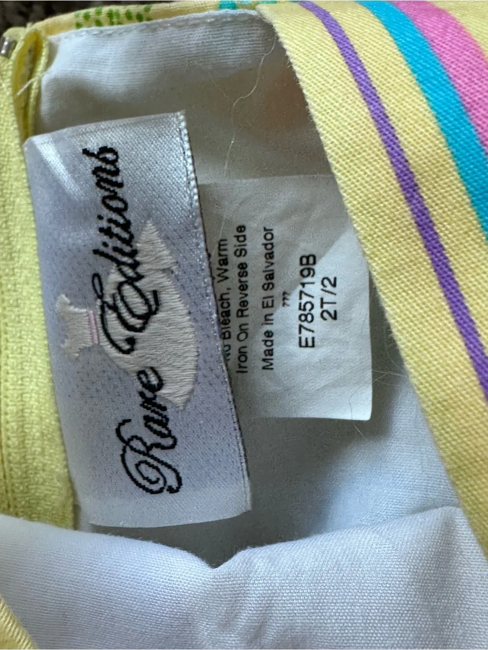 Rare Editions Toddler Girl 2T Yellow Polka Dot Striped Bow Summer Dress